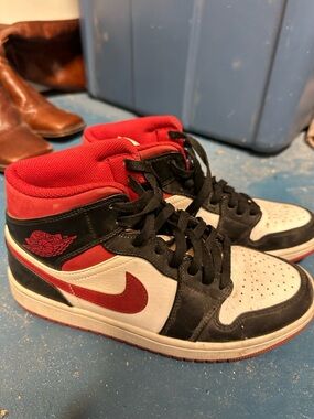 Jordan Mid-Top Sneakers in Red Black White